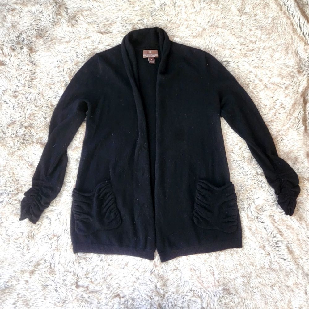 Fenn Wright Manson Gathered Wrist Black Cashmere Cardigan Sweater Size Small‎